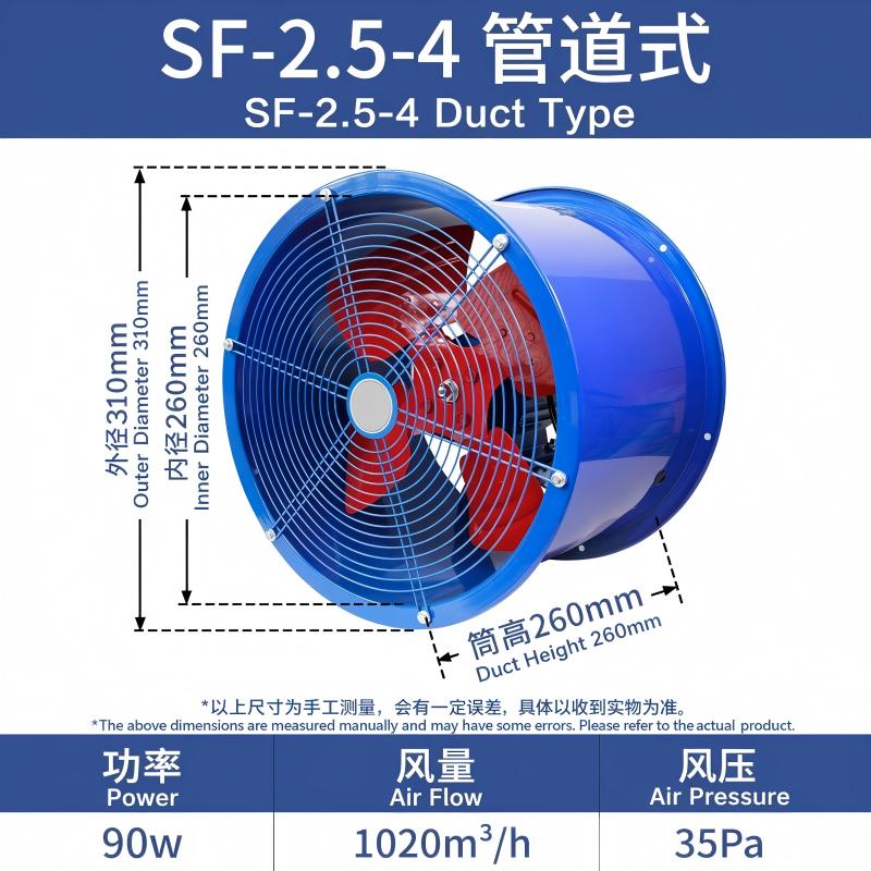 高流量パイプライン軸流ファン